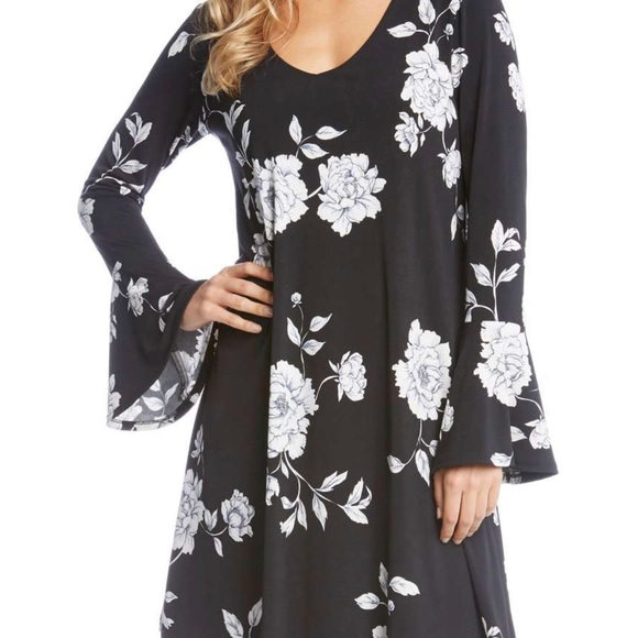 Karen Kane Dress NWOT Taylor Bell Sleeve A-Line Black & White Super Flattering! - Picture 8 of 14